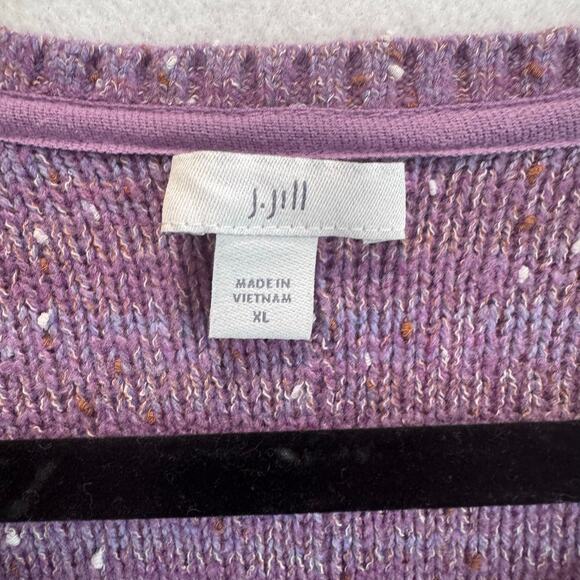 J. Jill Purple Textured Cotton Blend Long Sleeve Knit Pullover Sweater XL - Picture 3 of 6